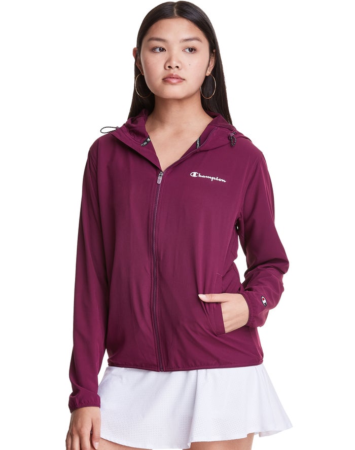 Champion Womens Jackets NZ - Woven Full-Zip Dark Purple ( 4502-UKOEV )